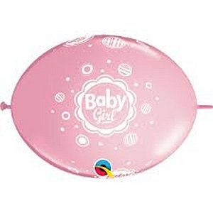 Balão Qualatex 12" - Q-Link Rosa - Baby Girl-Pontos - 50 Un