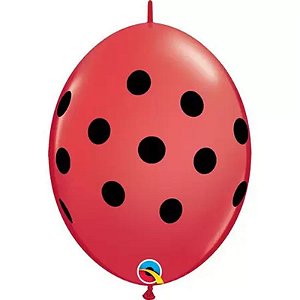 Balão Qualatex 6" - Q-Link Vermelho - Pontos Polka Grandes - 50 Un