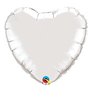 Balão Qualatex 09" - Coração - Prata Metalizado Liso - 1 Un