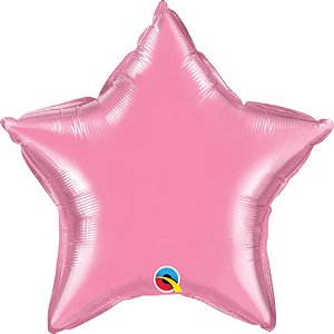 Balão Qualatex 20" - Estrela - Rosa Claro Metalizado Liso - 1 Un