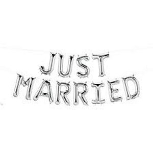 Balão Qualatex 16" - Kit - Just Married Prata - 1 Un