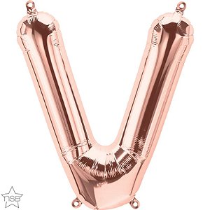 Balão Qualatex 34" - Letra - V Rosê - 1 Un