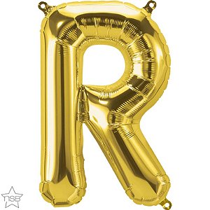 Balão Qualatex 16" - Letra - R Ouro - 1 Un