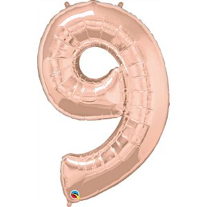 Balão Qualatex 34" - Número Nove Rosê - 1 Un
