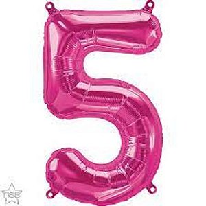 Balão Qualatex 16" - Número - 5 Magenta - 1 Un