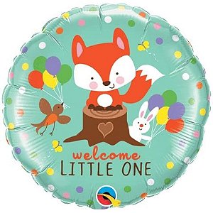 Balão Qualatex 18" - Redondo - Welcome Little One-Raposa - 1 Un