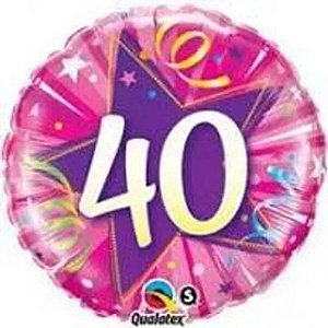 Balão Qualatex 18" - Redondo - 40-Estrela Brilhante Rosa - 1 Un