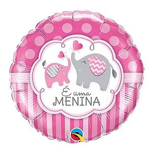 Balão Qualatex 18" - Redondo - E Uma Menina-Elefantes - 1 Un
