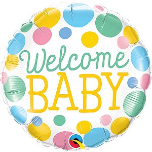 Balão Qualatex 18" - Redondo - Welcome Baby-Pontos - 1 Un