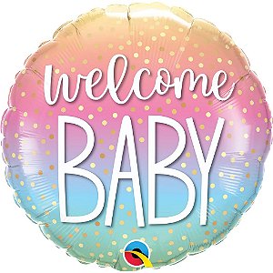 Balão Qualatex 18" - Redondo - Welcome Baby-Pontos Confetti - 1 Un