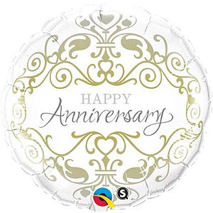 Balão Qualatex 18" - Redondo - Happy Anniversary-Clássico - 1 Un
