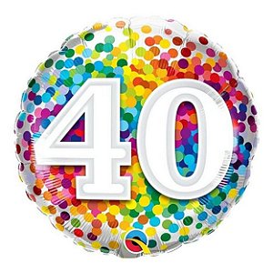 Balão Qualatex 18" - Redondo - 40-Confete Arco-Íris - 1 Un