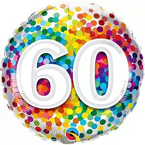 Balão Qualatex 18" - Redondo - 60-Confete Arco-Íris - 1 Un