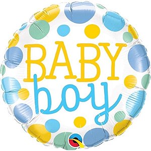 Balão Qualatex 18" - Redondo - Baby Boy-Pontos - 1 Un