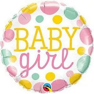 Balão Qualatex 18" - Redondo - Baby Girl-Pontos - 1 Un