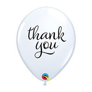 Balão Qualatex 11" - Redondo Branco - Thank You - 50 Un