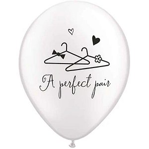 Balão Qualatex 11" - Redondo Branco Perolado - A Perfect Pair - 50 Un