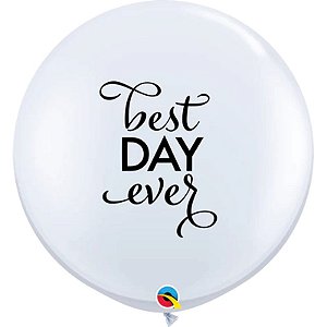 Balão Qualatex 3" - Redondo Branco - Best Day Ever -