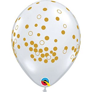 Balão Qualatex 11" - Transparente - Pontos De Confete - 50 Un