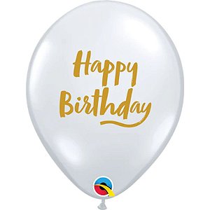 Balão Qualatex 11" - Transparente - Happy Birthday-Escrita A Tinta - 50 Un