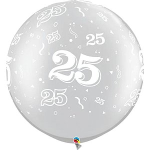 Balão Qualatex 30" - Redondo Prata - 25 - 2 Un