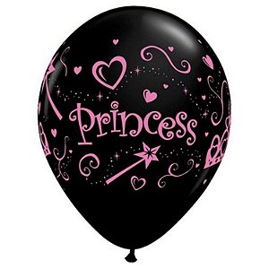 Balão Qualatex 11" - Redondo Preto Onix - Princess (Rosa) - 50 Un