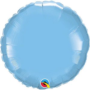 Balão Qualatex 18" - Redondo - Azul Claro Metalizado Liso - 1 Un