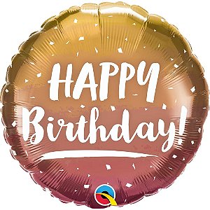 Balão Qualatex 04" - Redondo Solto - Birthday-Rosê Ombre - 1 Un