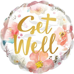 Balão Qualatex 4" - Redondo Solto - Get Well-Aguarela Floral - 1 Un