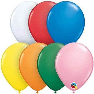 Balão Qualatex 5" - Redondo Sortido Estandarte - Liso Látex - 100 Un