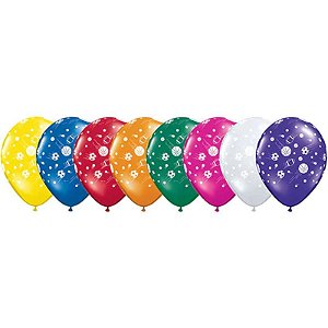 Balão Qualatex 11" - Redondo Sortido Joia - Bolas Esportivas A-R - 50 Un