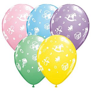 Balão Qualatex 11" - Redondo Sortido Pastel - Bercario De Bebê - 50 Un