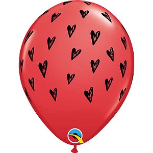 Balão Qualatex 11" - Redondo Vermelho - Sementes De Coração - 50 Un