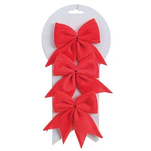 Laço Pronto Liso Vermelho 13cm (Laços Artes) - 3 peças