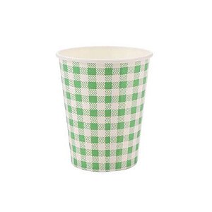 Copo de Papel 270ml Xadrez Verde Junina - 10 Un
