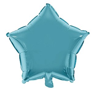 Balão Metalizado Estrela Com Canudo Azul Bebê 18" - Silver Plastic - 1 Unidade