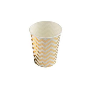 Copo de Papel 270ml Chevron Dourado - SilverPlastic - 10 Unidade