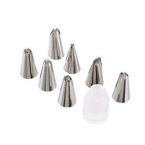 Kit Confeitaria Bicos Diversos + Adaptador - 8 Peças