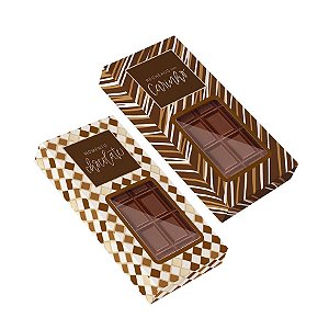 Caixa Tablete com Visor Tons de Chocolate Composê 14,5x7,5x3,2cm - 100 Un