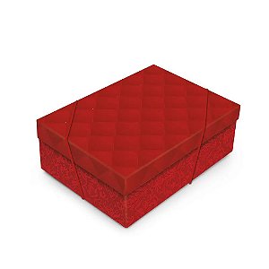 Caixa Retangular com Tampa Luxúria Vermelho M 35x25x11cm - 10 Un