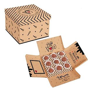 Caixa Surpresa Para Brigadeiros Kraft Doçura 9,7x9,7x8cm - 10 Un