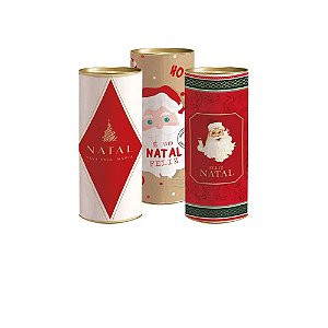 Lata Para Presente Rígida Sortido de Natal M 10x24cm - 6 Un