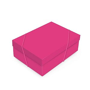 Caixa Retangular com Tampa Pink Core P 24x18x8cm - 10 Un