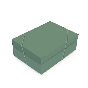 Caixa Retangular com Tampa Natural Green M 35x25x11cm - 10 Un