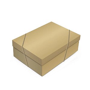 Caixa Retangular com Tampa Glam Gold M 35x25x11cm - 10 Un