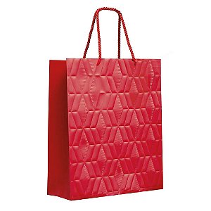 Sacola Premium Lisa Vermelha com Relevo G 34x38x15cm - 10 Un