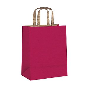 Sacola de Papel com Alça Chata Pink Kraft G 32x26,5x13cm - 10 Un