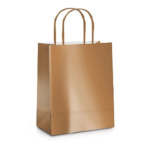 Sacola de Papel Laminado Metal Toffee Brilho G 32x26,5x13cm - 10 Un