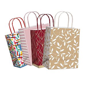 Sacola de Papel Laminado Estampadas Sortido P 21,5x15x8cm - 10 Un