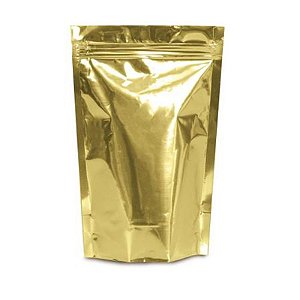 Sacola Laminada Metalizada com Zíper Garrafa 19,5x43+4,5cm Dourado - 10 Un